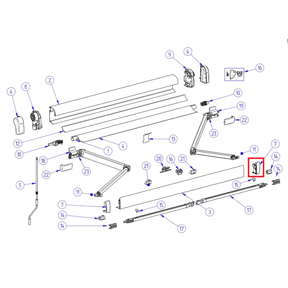 embout barre de charge droite